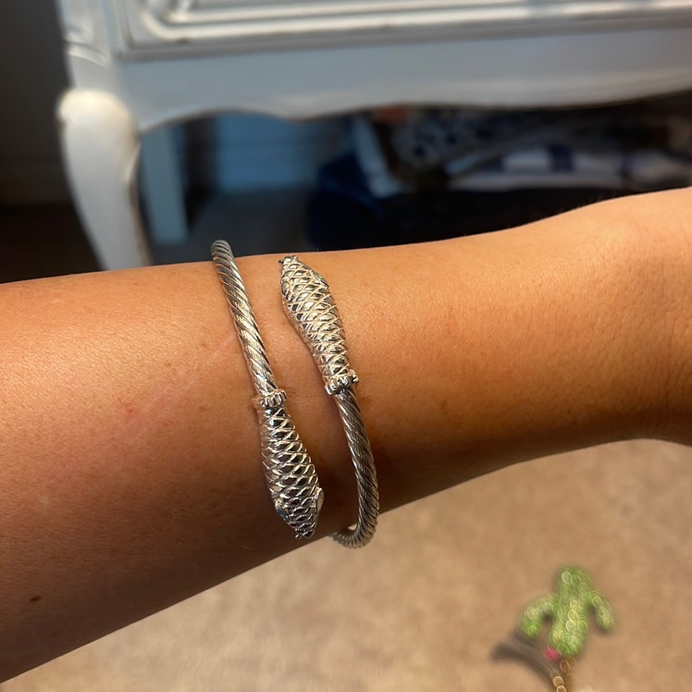 Silver Snake Bracelet, Bangle - image 1